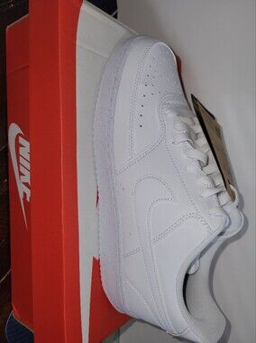 Nike Court Vision Lo White Men's 10 Low-Top Leather Sneakers - Classic Swoosh